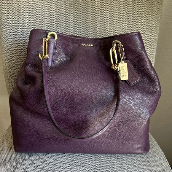 Coach Madison Leather North South Tote in Black Violet - Picture 2 of 8